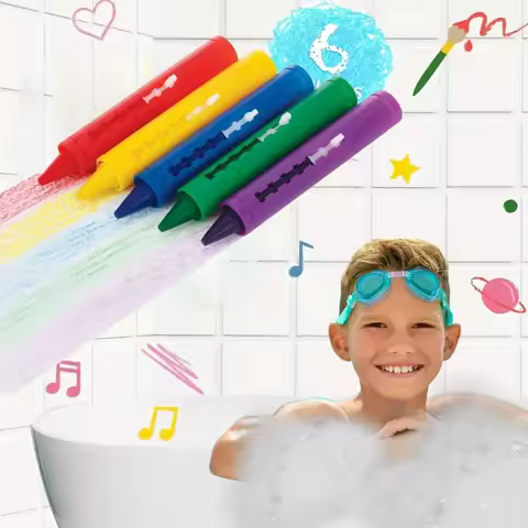 6pcs Bathtime Draw Crayons Washable Bath Crayons Set Colorful Easy Clean Bathtub Markers for Youngst
