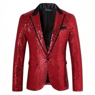 Autumn Winter New Style Disco Shiny Jacket Men's Sequin Suit Suit Suit Jacket Men X21