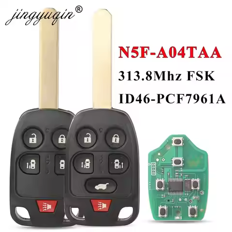 jingyuqin N5F-A04TAA 5/6 Button Remote Car Key for Honda Odyssey EX 2011 2012 2013 2014 313.8Mhz ID4