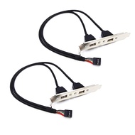 2 Pack Motherboard 9Pin USB to Dual USB2.0 Back Panel Rear Baffle Extension Cable Connector 9 Pin He