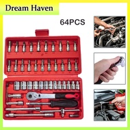 1 Complete Set 46 Pcs Shock Wrench Set 1/ 4Pcs Socket Wrench Socket Set Car Motorcycle Complete Sock