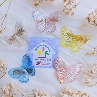 Set of 5 beautiful mirrored butterfly baby girl hairpins, women's duckbill bangs hair accessories - 