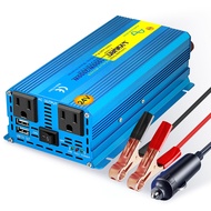 LVYUAN 1000 Watt Pure Sine Wave Power Inverter 24V DC to 110V/120V AC Converter with 2 sockets and 2