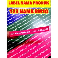 STICKER NAMA PRODUK/ 123 NAMA