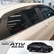 LWN4x4 กันสาด Toyota Yaris Ativ 2022-2024 4ประตู สีดำทึบ 4ชิ้น แถบกาว 3M แท้ ดีไซน์สวยประตูหน้า-หลัง