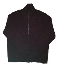 Calvin Klein Cable Knit Ribbed Full Zip Sweater (Large, Bordeaux Wine)
