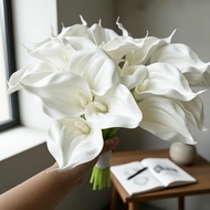 Realistic 15pcs Calla Lily Artificial Flower Bouquet, Perfect for Weddings & Home Gardens, Mother's 