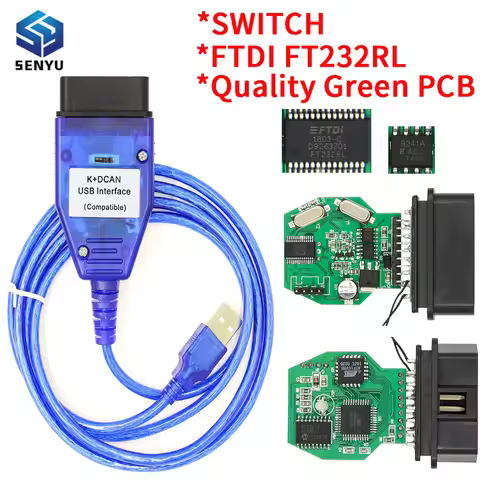 for BMW Inpa Ediabas K+DCAN USB Interface Diagnostic Tool for BMW 8 Pin K LINE FTDI FT232RL Chip OBD