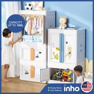 INHO PREMIER Double Open Door Foldable Kids Wardrobe Clothes Storage Stackable Children Toy Storage Cabinet