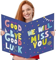 Farewell Party Decorations, Blue Jumbo Farewell Card With Envelope, Happy Retirement Going Away Gift for Coworker Men Women, Goodbye Good Luck Retirement Card Guest Book Party Supplies (14x22 Inch)