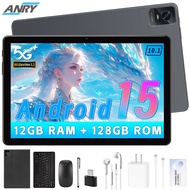 Tablets 10.1 Inch Android 15 Tablet 12GB+128GB+1TB Expand Octa-Core 6000mAh Battery Dual Camera 5G/2