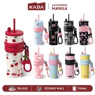 KADA Tumbler with Straw 750ml Vacuum Insulated Tumbler 316 Stainless Steel Large Capacity Cup Tumble