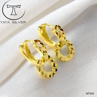 TATA SILVER Pure 925 Italy Silver with Gold Plated Elegant Diamond Hypoallergenic Clip Earrings