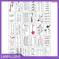 LANYUXINS สติกเกอร์สักชั่วคราวลายดอกไม้ผีเสื้อ3D ภาษาอังกฤษสติกเกอร์รอยสักปลอมติดข้อมือแขนเสื้อขนาดเ