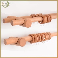 Beech solid wood curtain rod Roman rod single and double rod bracket Japanese simple curtain rod accessories bracket wooden ring