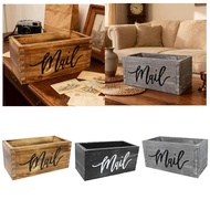 [tenlzsp0bc] Wood Mail Box Storage Holder Versatile Rustic Lightweight Mail Basket File Organizer Ta