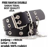 TERLARIS RING BELT KOREA GRUNGE / IKAT PINGGANG WANITA PUNK / DOUBLE EYELET FREE RANTAI