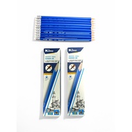 [6868] BOX OF 12 Black Pencils / Blue Wooden Black Pencils, KING_K6868 Genuine 2B Pencils