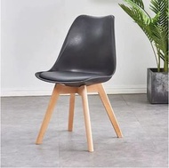 其他品牌 - [黑色 /硬靠背] 實木腿 軟墊餐椅 學習椅 家居椅 休閒椅 辦公椅
