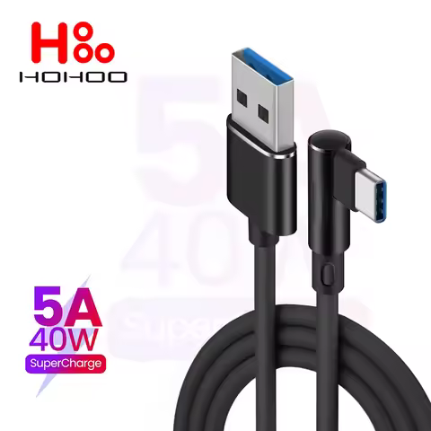 USB C 90 Degree Elbow USB Type C Charger Cord Cable for Huawei Xiaomi Mobile Phone Accessories 5A Fa