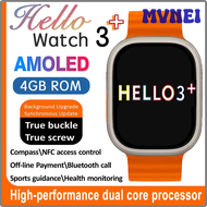 MVNEI Original Hello Watch 3 Plus Ultra Smartwatch AMOLED 4G ROM NFC Compass Bluetooth Call Clock 49mm Smart Watch For Apple Men 2024 BVIEV