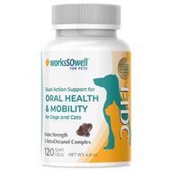 [worksSOwell] 1-TDC Dual Action Oral Health + Mobility Support for Dogs & Cats(120 Soft Gels)