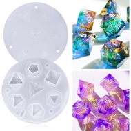 Dice Molds for Resin, 7 Shapes DND Dice Resin Mold Silicone, Integrated Polyhedral Dice Silicone Mol