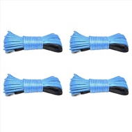 (LAT3) 4X 7700Lbs Electric Winch Rope Nylon Rope High Strength Fiber Rope 6mmx15M Car Trailer Rope T