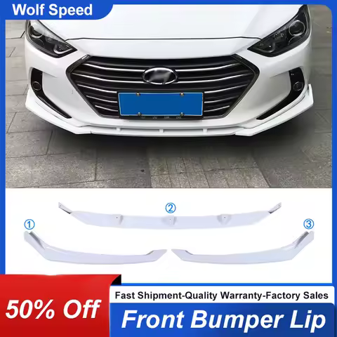 For Hyundai Elantra 2016-2020 Front Bumper Lip Chin Splitter Bodykit 3Pcs/Set PP Plastic Material Wh