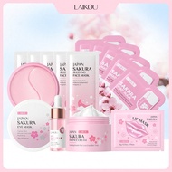 1 Set Hydrating & Brighten LAIKOU Japan Sakura Skincare Set,8-Pcs (Sakura Sleeping Face Mask 3g*5pcs