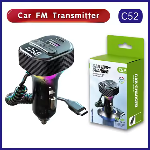 Bluetooth 5.3 FM Transmitter Car kit Handfree Calling USB A Type C PD30W Car Charger Support U disk 