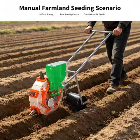 Adjustable Row Spacing Hand Roller Seeder 8 Replaceable Seed Wheels Corn Peanut Soy Vegetable Handhe