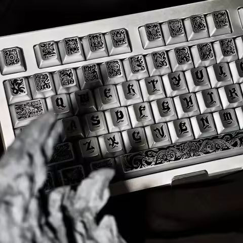 Cthulhu PBT Keycaps Set,130 Keys Custom Black Silver Metallic Silver Finish Cherry Profile Keycap Fo