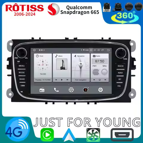Rotiss A76 UIS7870 12G+256G Android 13 Car GPS Navigation Player For Ford Focus Mondeo Galaxy C-Max 