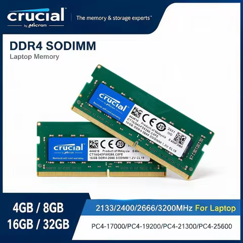 Crucial NEW DDR4 RAM 16GB 32GB 4GB 8GB 3200MHz 2400 2666MHz Laptop Memory SODIMM PC4-25600 21300 192
