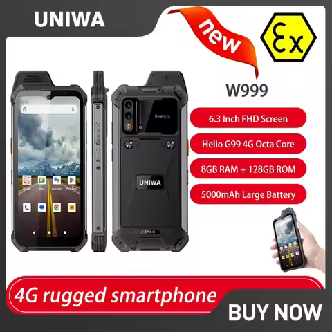 UNIWA W999 ATEX Explosion-proof Smartphones Rugged IP68 6.39" FHD Andriod13 8GB+128GB 5000mAh Walkie