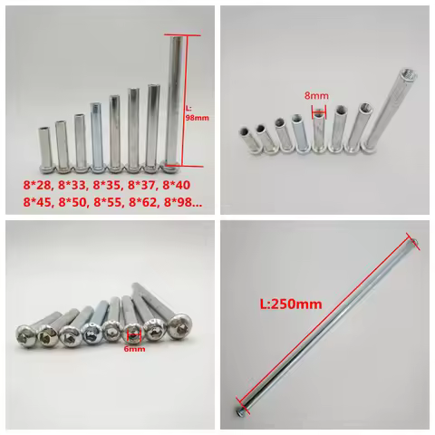 Scooter accessories axle and nut bolt OD 8 MM 8x28-----8x250 10 pcs/lot