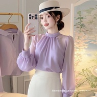 jacket woman winter jacket woman autumn jacket woman Chic Purple Chiffon Top - Perfect for Commuting