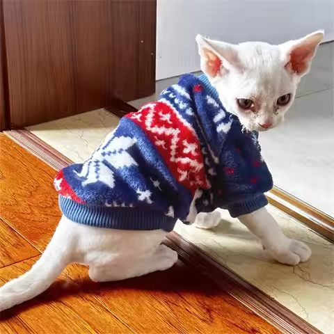 Winter Warm Sphinx Cat Clothes for Cats Gotas National Style Design Pet Hoodie Sweater Kitten Garfie