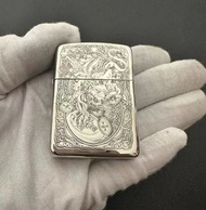 Zippo 純銀貔貅招財 雕工線條細緻 防風打火機