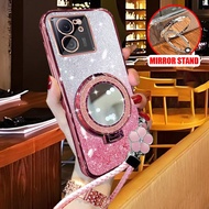 For Xiaomi 13T 13T Pro 12T 11T 11T Pro 10T 10T Pro Case with Braided Lanyard + Makeup Mirror Stand L