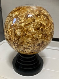 高20 cm  金箔水晶球，可轉動