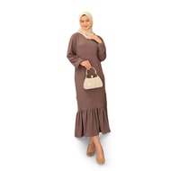 zaskia midi dress s-3xl crinkle baju gamis terbaru jumbo gamis remaja - cokelat xxxl