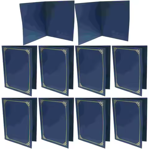 10 Pcs Certificate Foil Border Diploma Holder Blue Award Envelope Folder File Folders Office Supplie