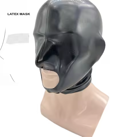 Latex Rubber Hood - Fetish Mask for Costume Play, Chlorinated for Smooth Finish Seamless Fetish Mask