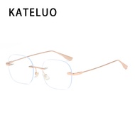 KATELUO แว่นตาโลหะไม่มีขอบแฟชั่นสำหรับผู้หญิงพร้อม Z6215ป้องกันแสงสีฟ้า
