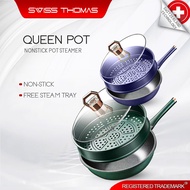Swiss Thomas Household Queen Nonstick Pot Steamer, Frying Pan Pots with Steamer Tray Periuk Masak