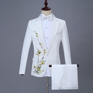 2PCS Suit Set For Men 2026 Choir Stage Singer Performance Costume Slim Fit Emcee Dress Graduation Ma