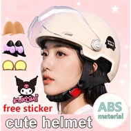 Kuromi stickers cute helmet for women cat ear half face helmet for motorcycle ebike