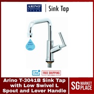 Arino Sink Tap with Low Swivel "L" Spout and Lever Handle | T-3041B | Brass Material | Chrome Finish